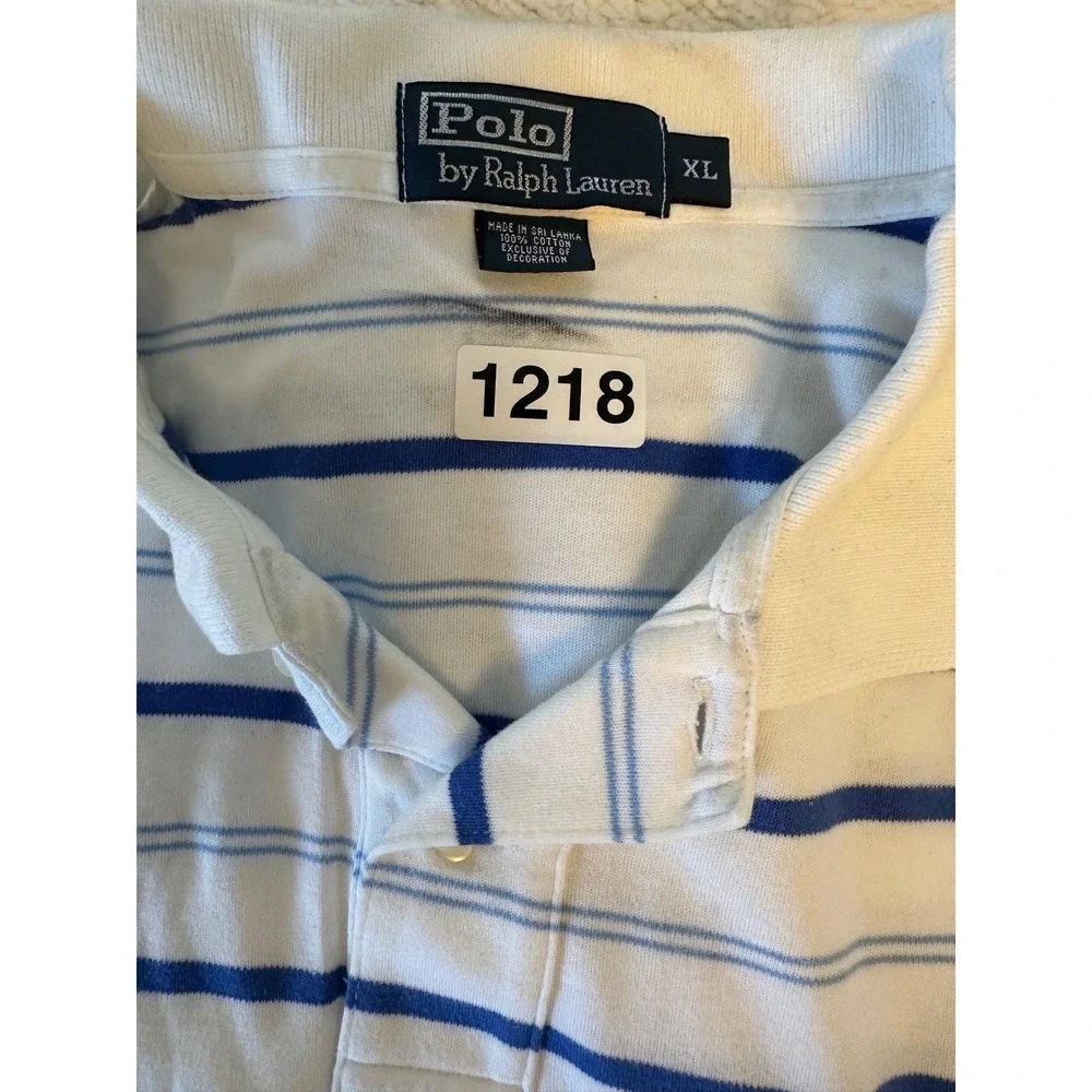 Polo Ralph Lauren Mens Striped‎ Short Sleeve Polo Shirt Blue White XL